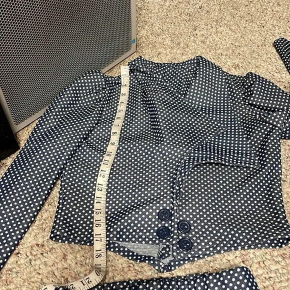 Vintage Navy and White Checkered Pantsuit - Picture 5 of 10